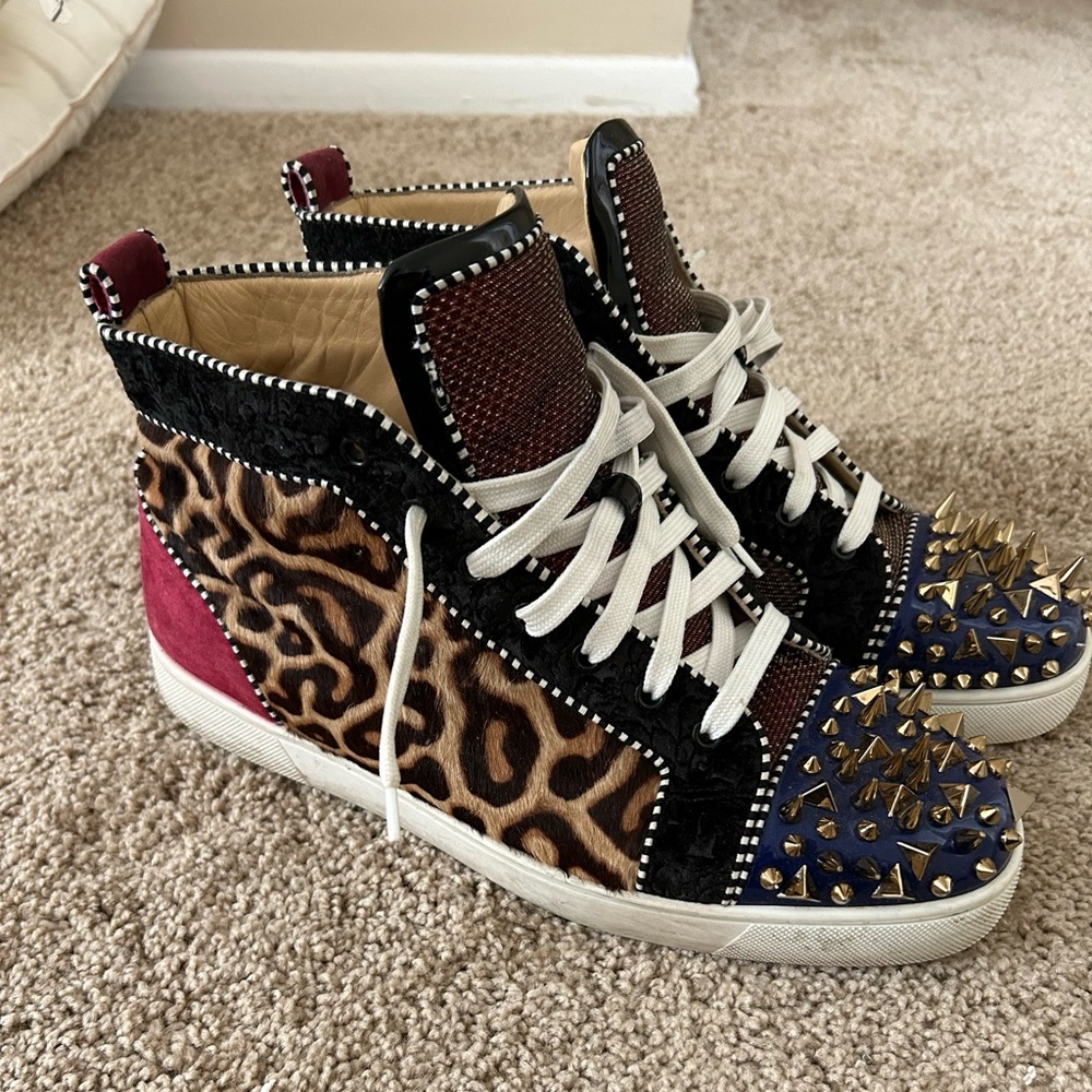 Christian Louboutin Red and Black Sneakers